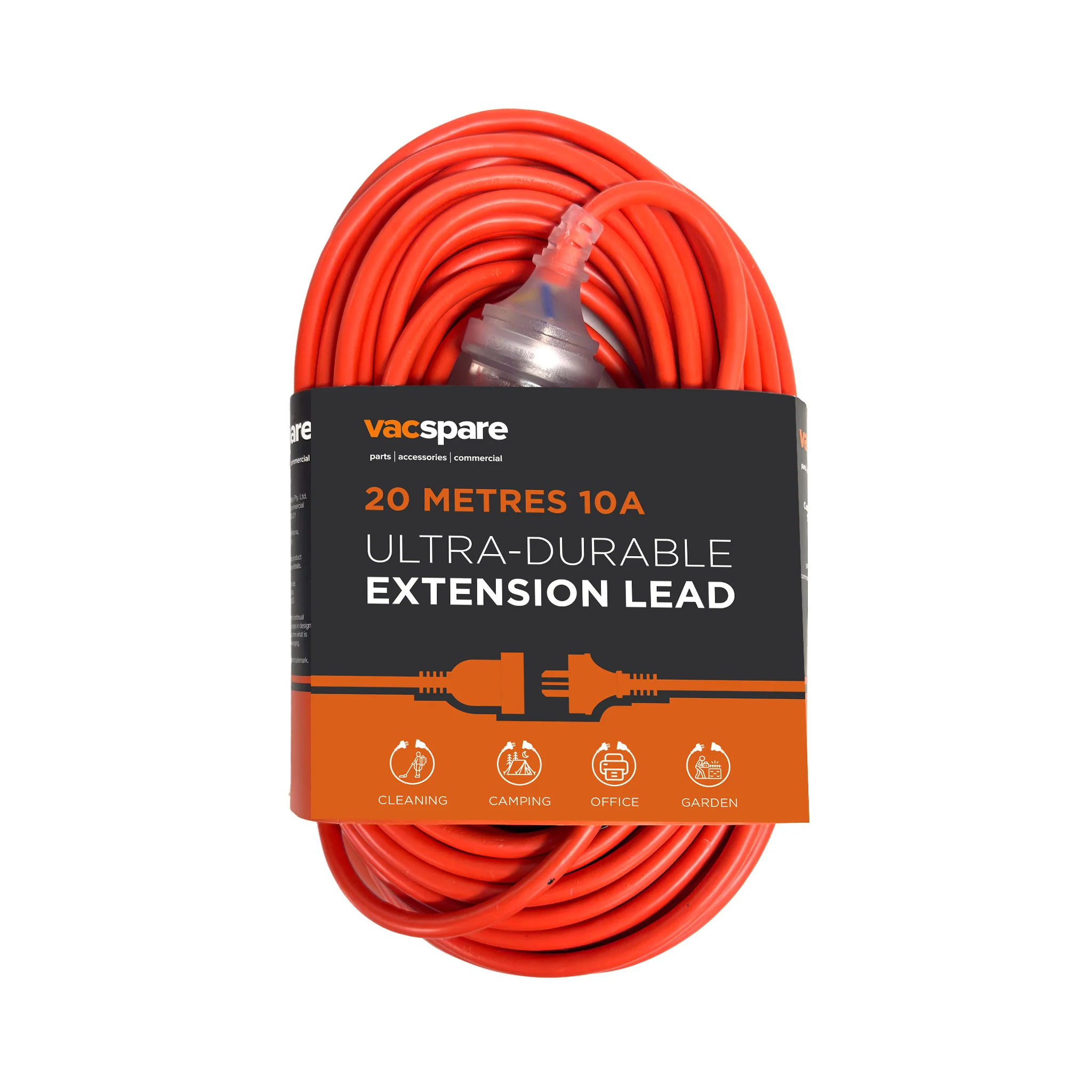 Vacspare 10 Amp 3 Core Orange Extension Cord 20 Metres - Image 3